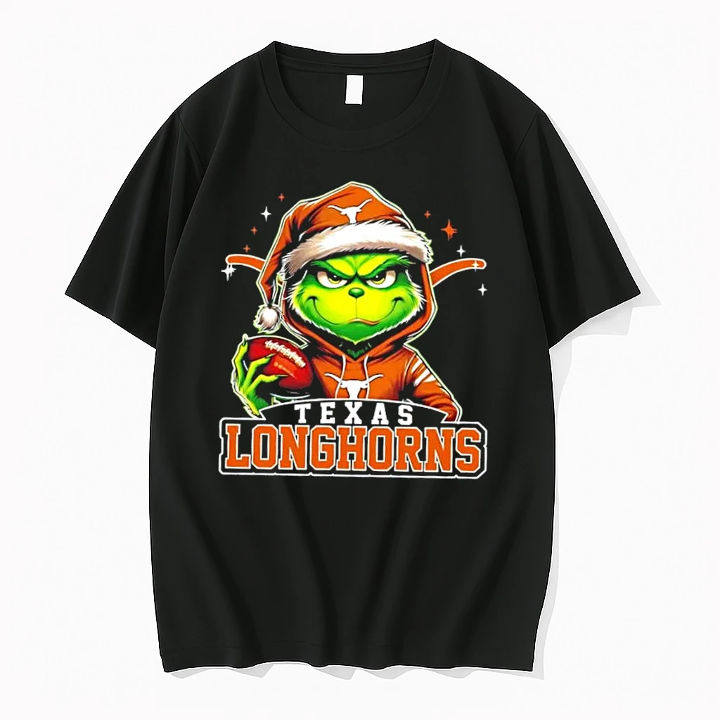 Grinch Is Holding A Ball And Smiling At Texas Longhorns Fans Christmas Shirts