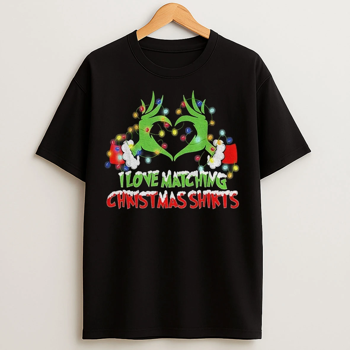 Grinch Love Hand Signs I Love Matching Christmas Merry Christmas T Shirts