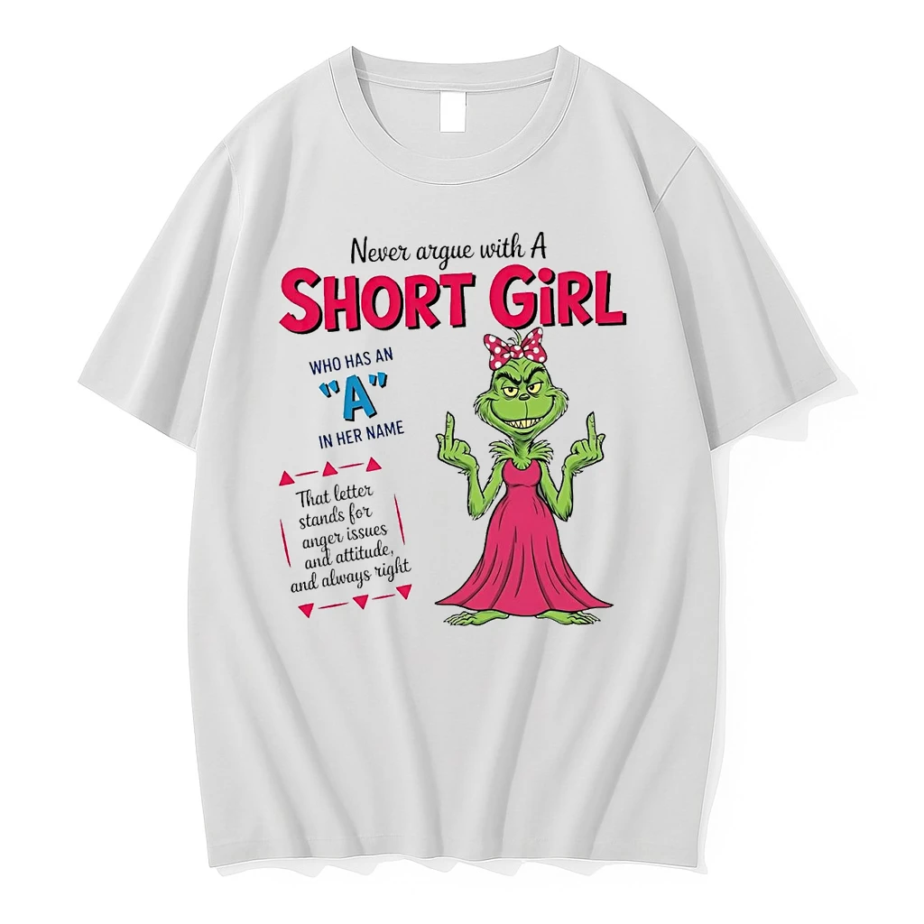Grinch Middle Finger Argue With A Short Girl Has An A Never Christmas Shirts