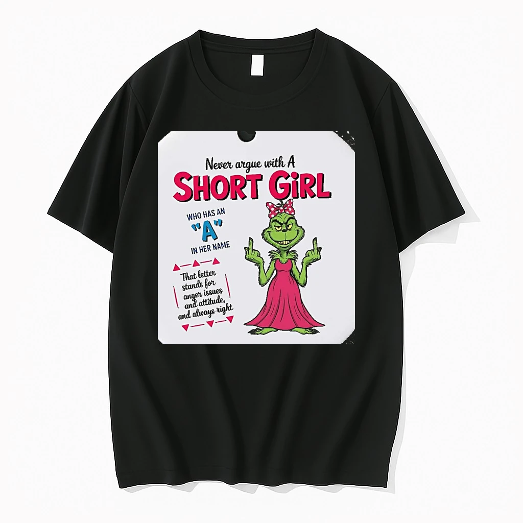 Grinch Middle Finger Argue With A Short Girl Has An A Never Christmas Christmas Shirts