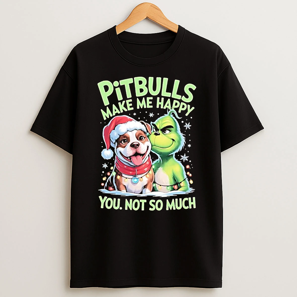 Grinch Pitbulls Make Me Happy You Not So Much Christmas Shirts