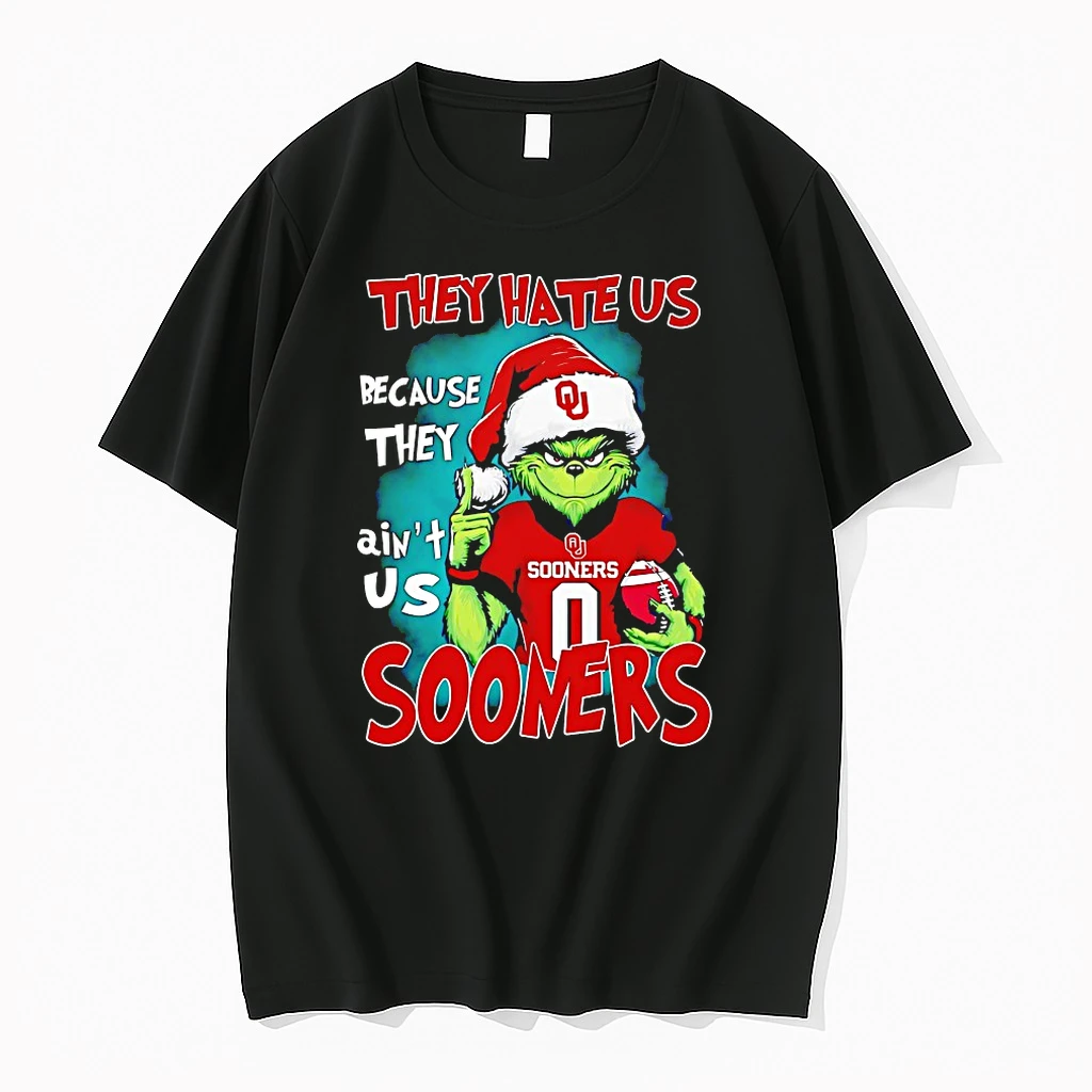 Grinch They Hate Us Because They Aint Us Oklahoma Sooners Christmas Shirts