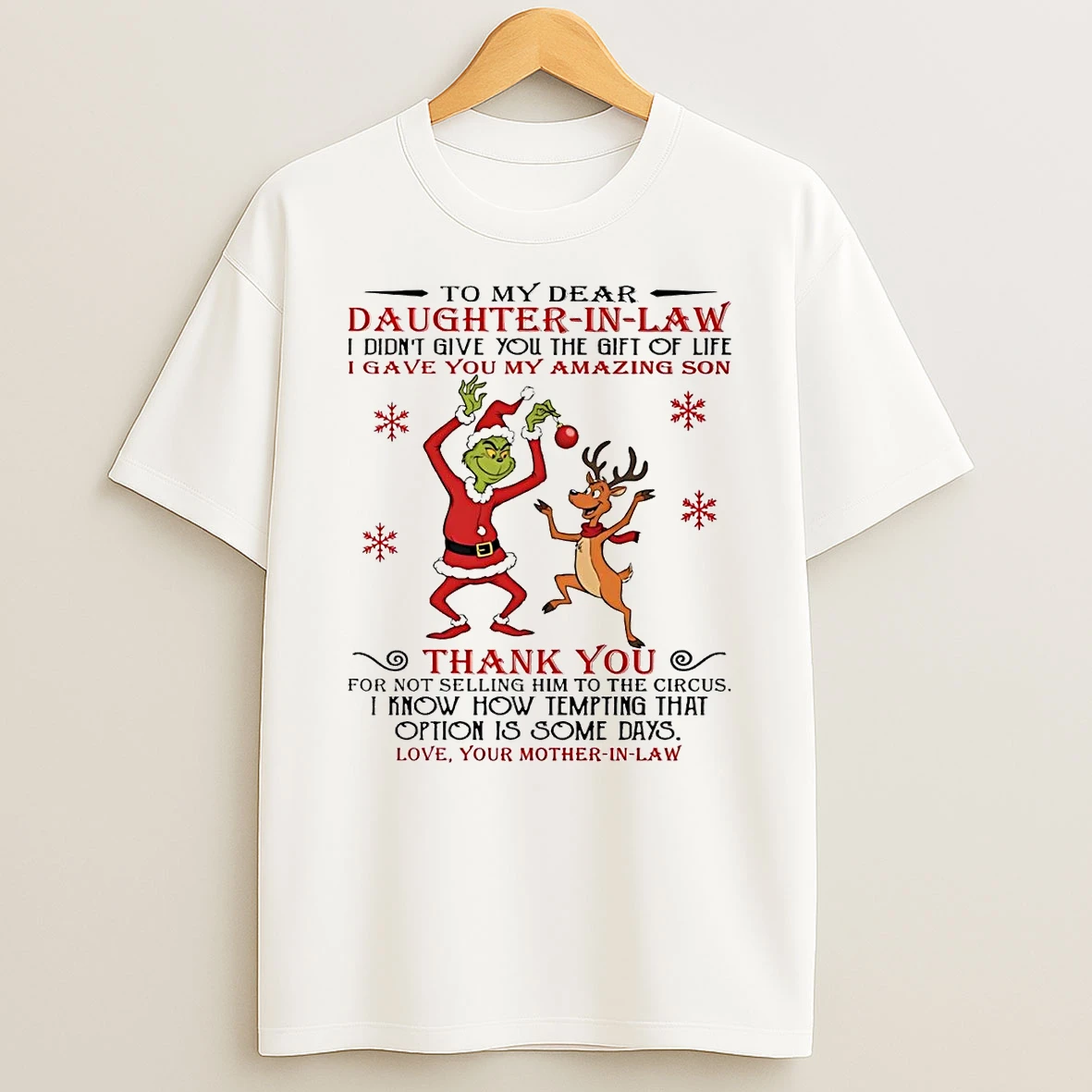 Grinch To My Dear Daughter In Law Thank You Christmas Shirts