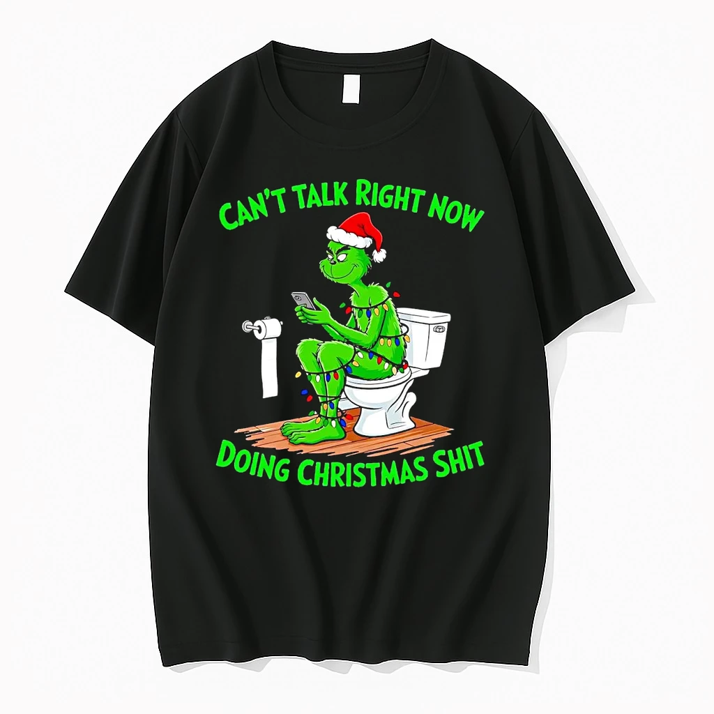Grinch Toilet Cant Talk Right Now Doing Christmas Shit Shirts