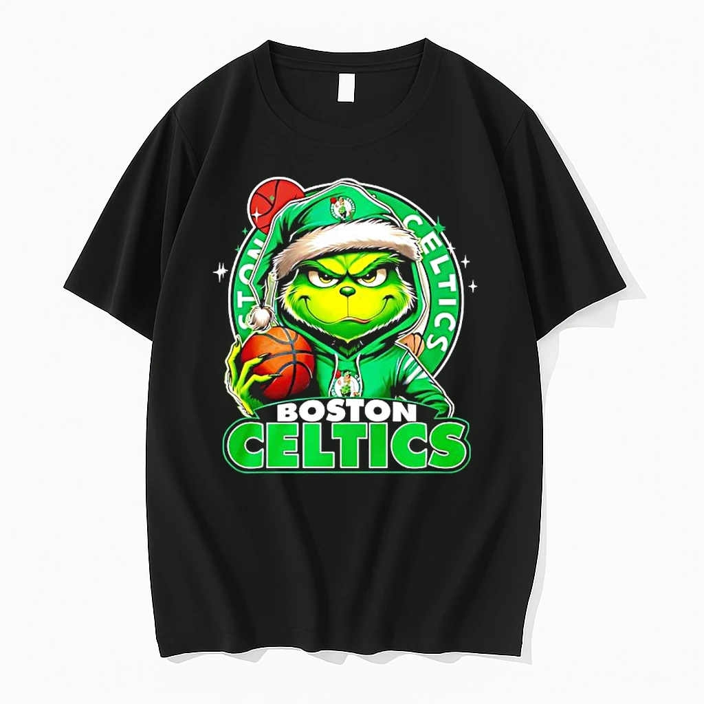 Grinch Wearing Santa X Boston Celtics Hat Christmas Shirts