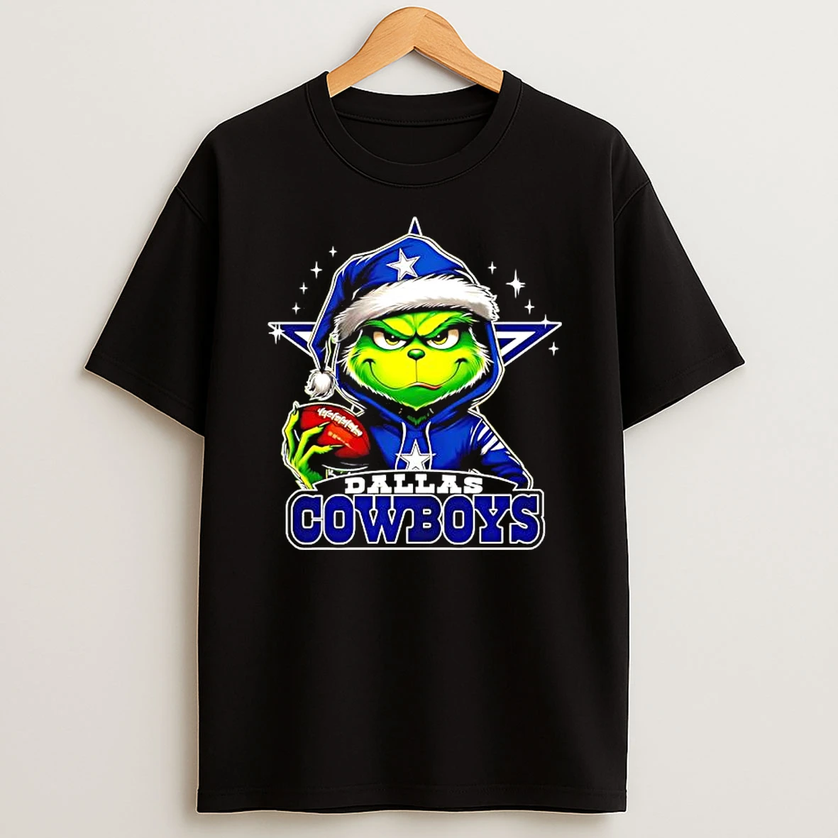 Grinch Wearing Santa X Dallas Cowboys Hat Christmas Shirts