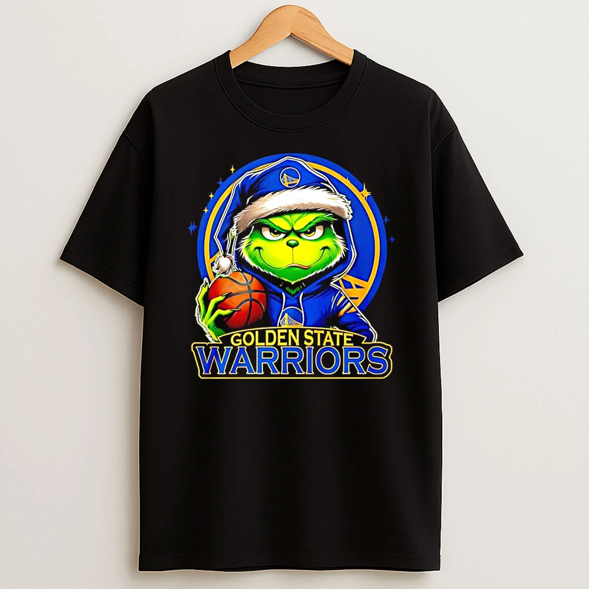 Grinch Wearing Santa X Golden State Warriors Hat Christmas Shirts