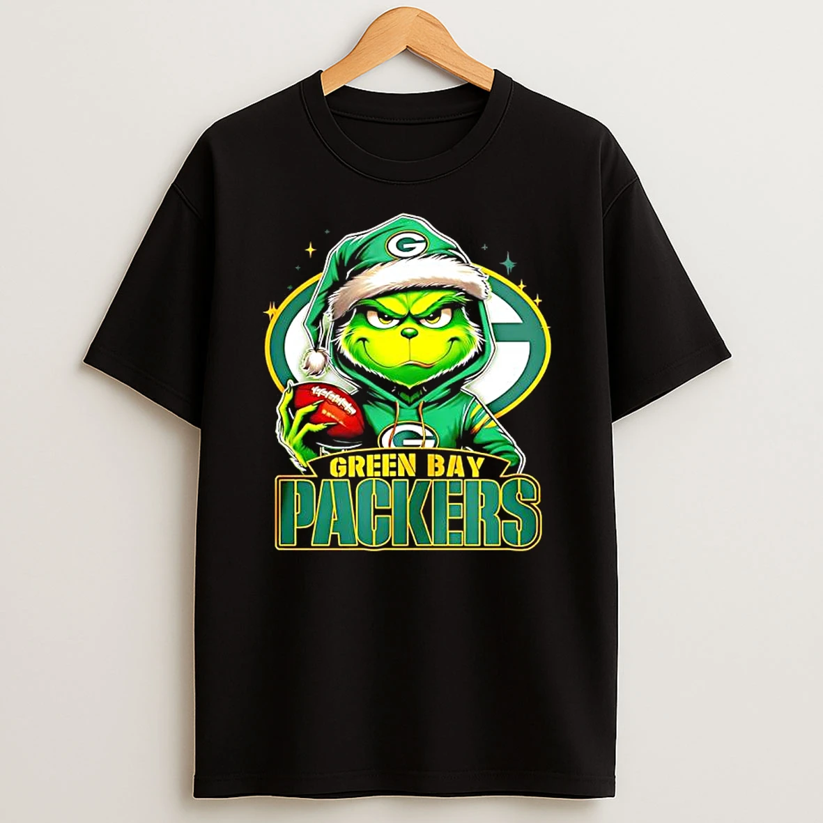 Grinch Wearing Santa X Green Bay Packers Hat Christmas Shirts