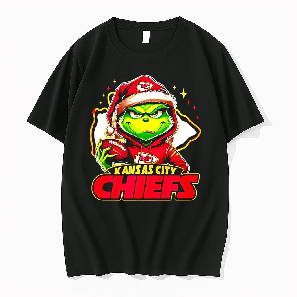 Grinch Wearing Santa X Kansas City Chiefs Hat Christmas Shirts