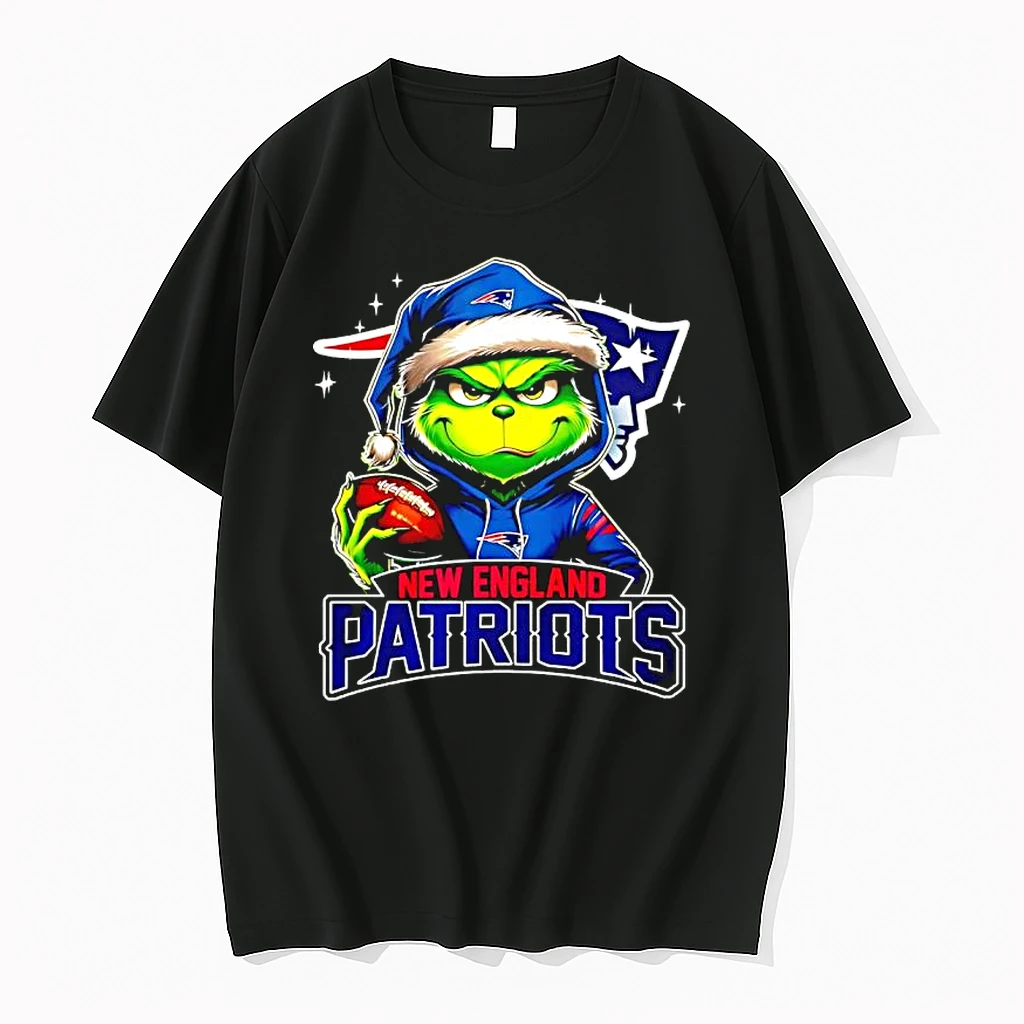 Grinch Wearing Santa X New England Patriots Hat Christmas Shirts
