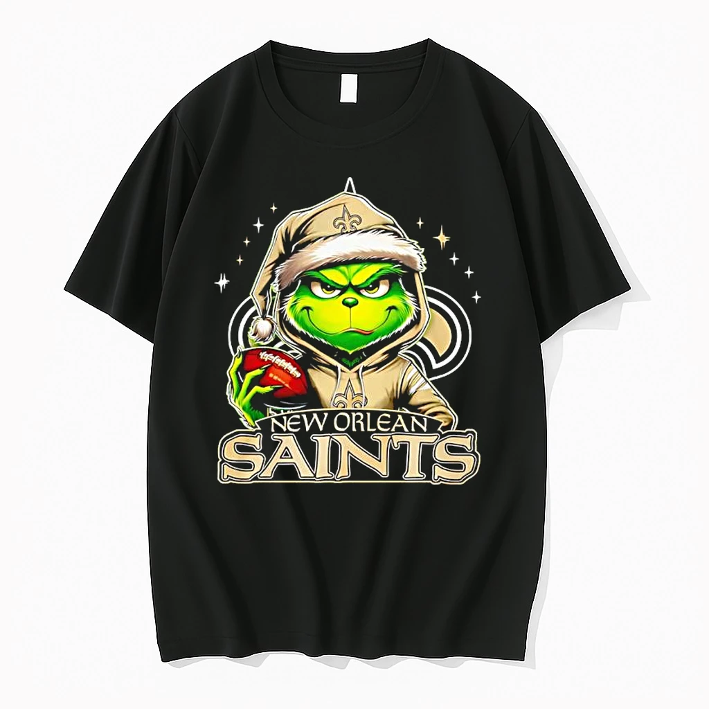 Grinch Wearing Santa X New Orleans Saints Hat Christmas Shirts