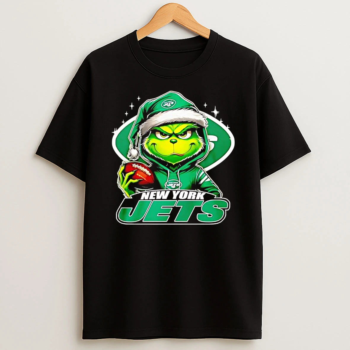 Grinch Wearing Santa X New York Jets Hat Christmas Shirts