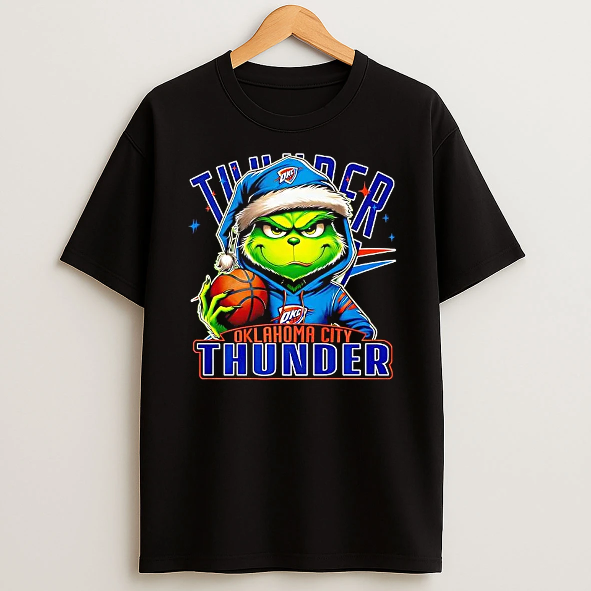 Grinch Wearing Santa X Oklahoma City Thunder Hat Christmas Shirts
