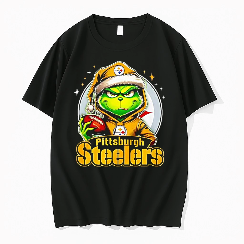 Grinch Wearing Santa X Pittsburgh Steelers Hat Christmas Shirts