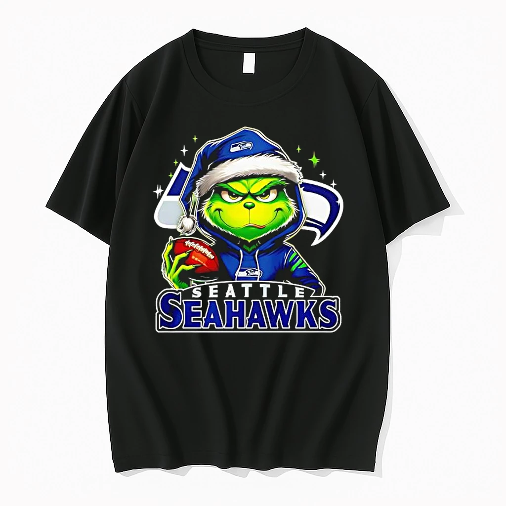 Grinch Wearing Santa X Seattle Seahawks Hat Christmas Shirts