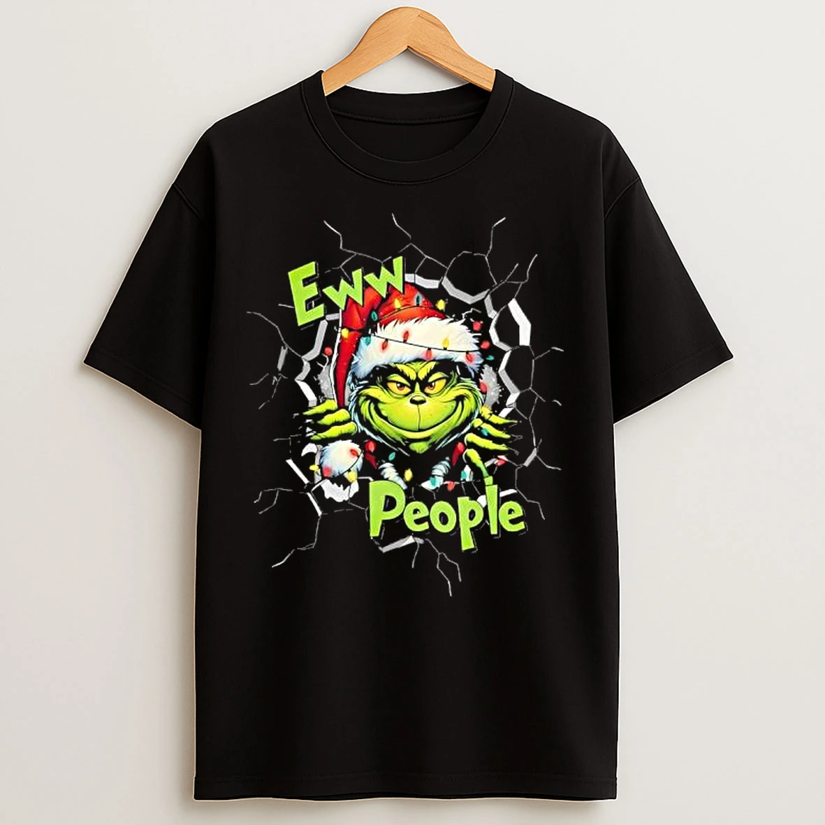 Grinchew Eww People Funny Christmas Lights Design Graphic T Shirts