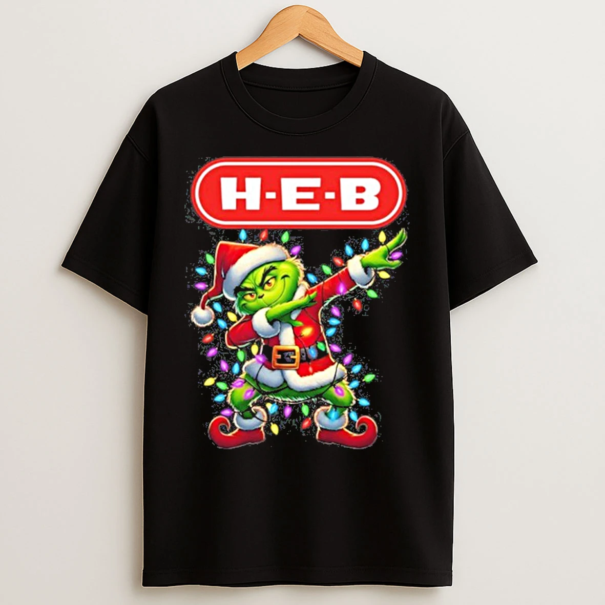 H E B Logo X Grinch Dabbing Light Christmas T Shirts