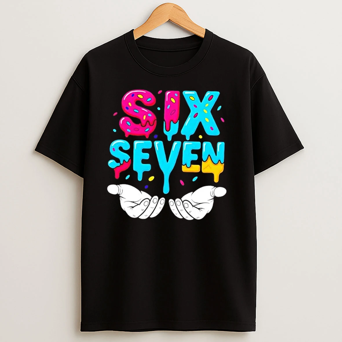 Hand Hold Six Seven Ice Cream Drip 6 7 T Shirts