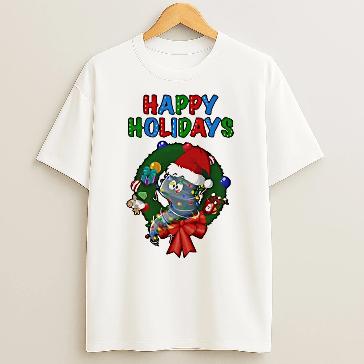 Happy Holidays Max Velocity Santa Hat And Christmas Lights Shirts