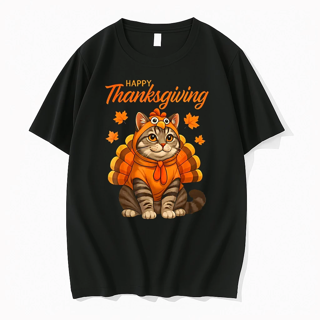 Happy Thanksgiving Cat Turkey Day Fall Shirts