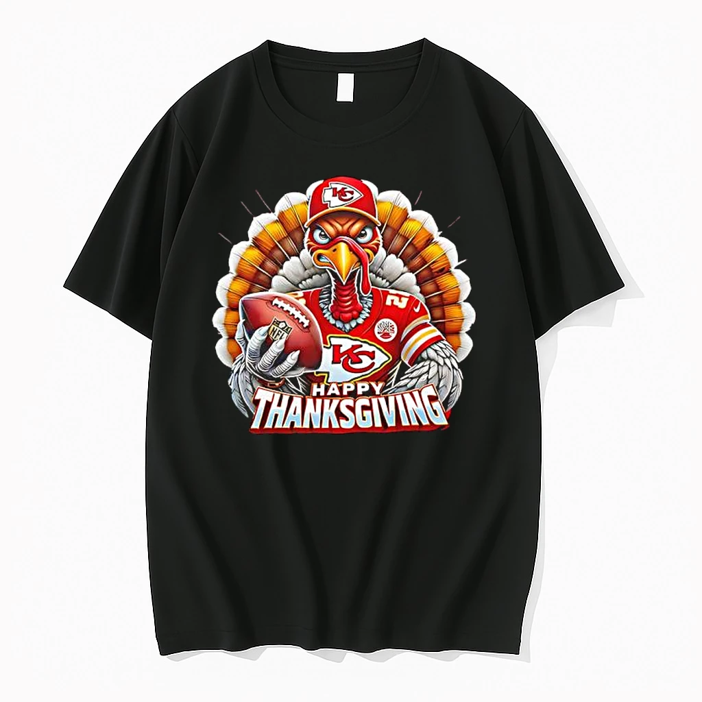 Happy Thanksgiving Turkey Is Wearing Kansas City Chiefs Graphic Shirts