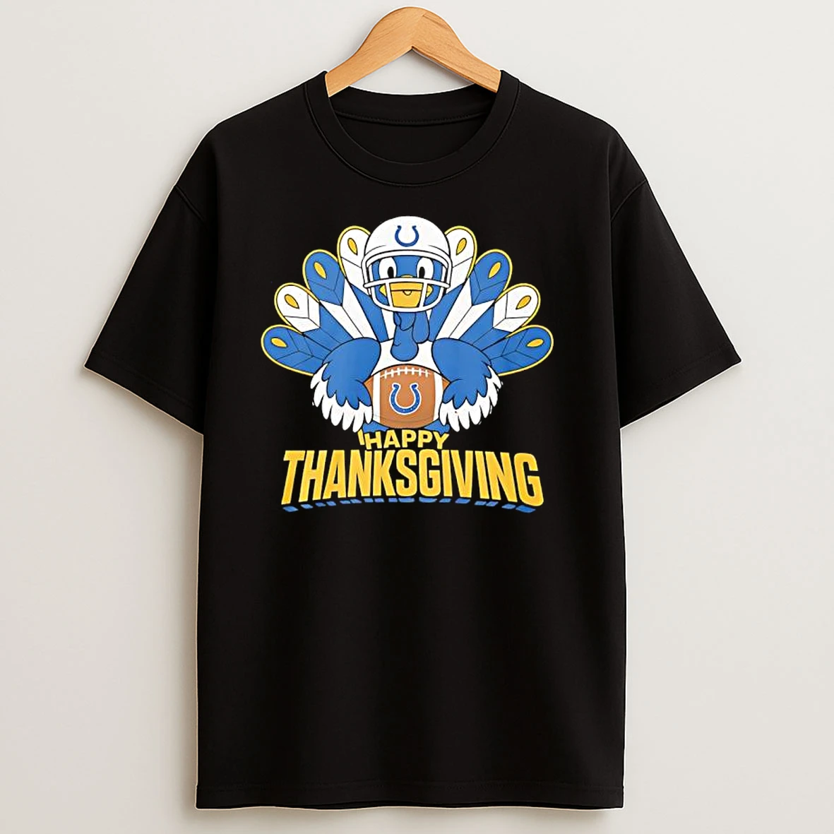 Happy Thanksgiving Turkey Wearing Indianapolis Colts Horseshoe Logo T Shirts