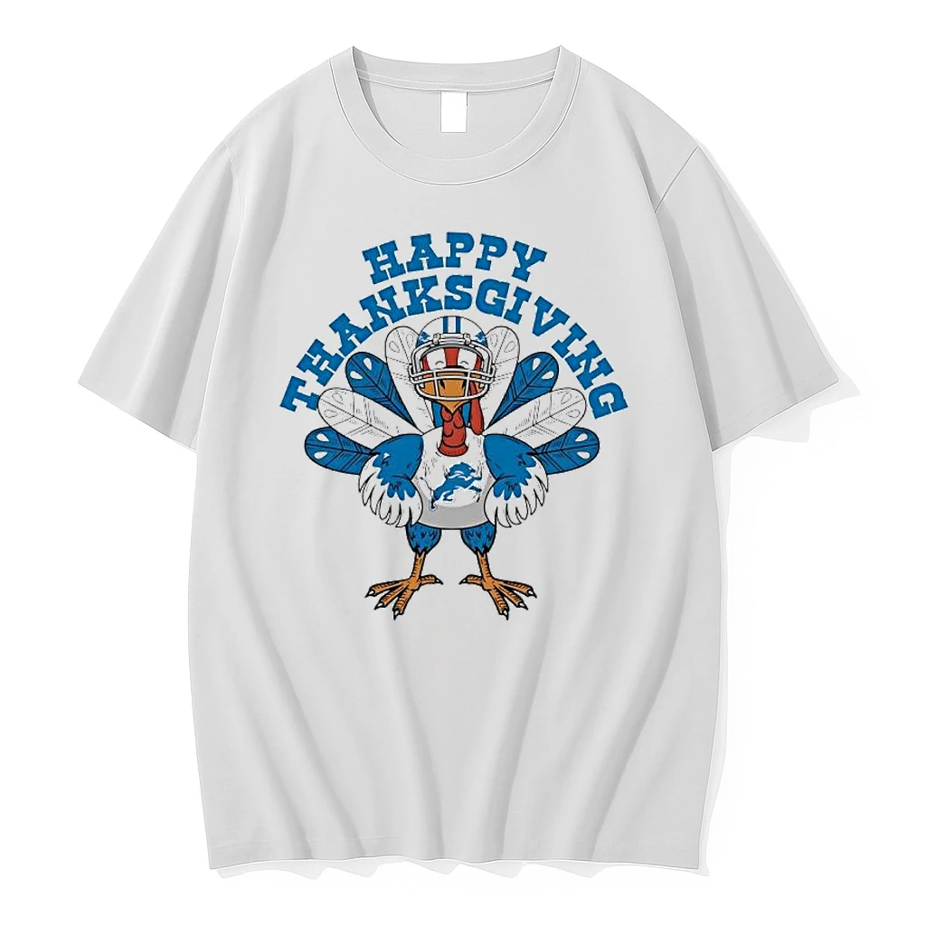 Happy Thanksgiving Turkey With Detroit Lions Shirts