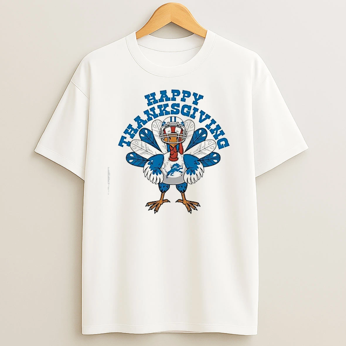 Happy Thanksgiving Turkey With Detroit Lions T Shirts