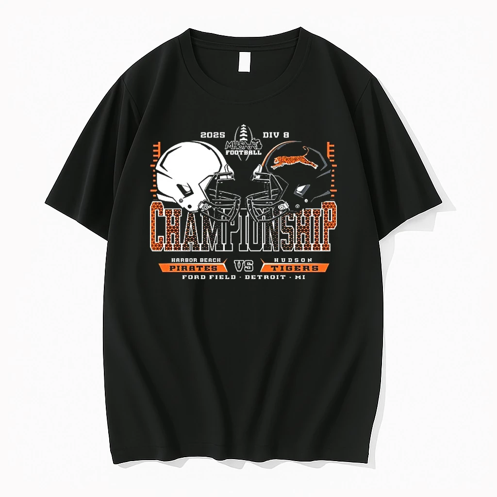 Harbor Beach Pirates Vs Hudson Tigers 2025 Mhsaa Division 8 Football Championship Shirts