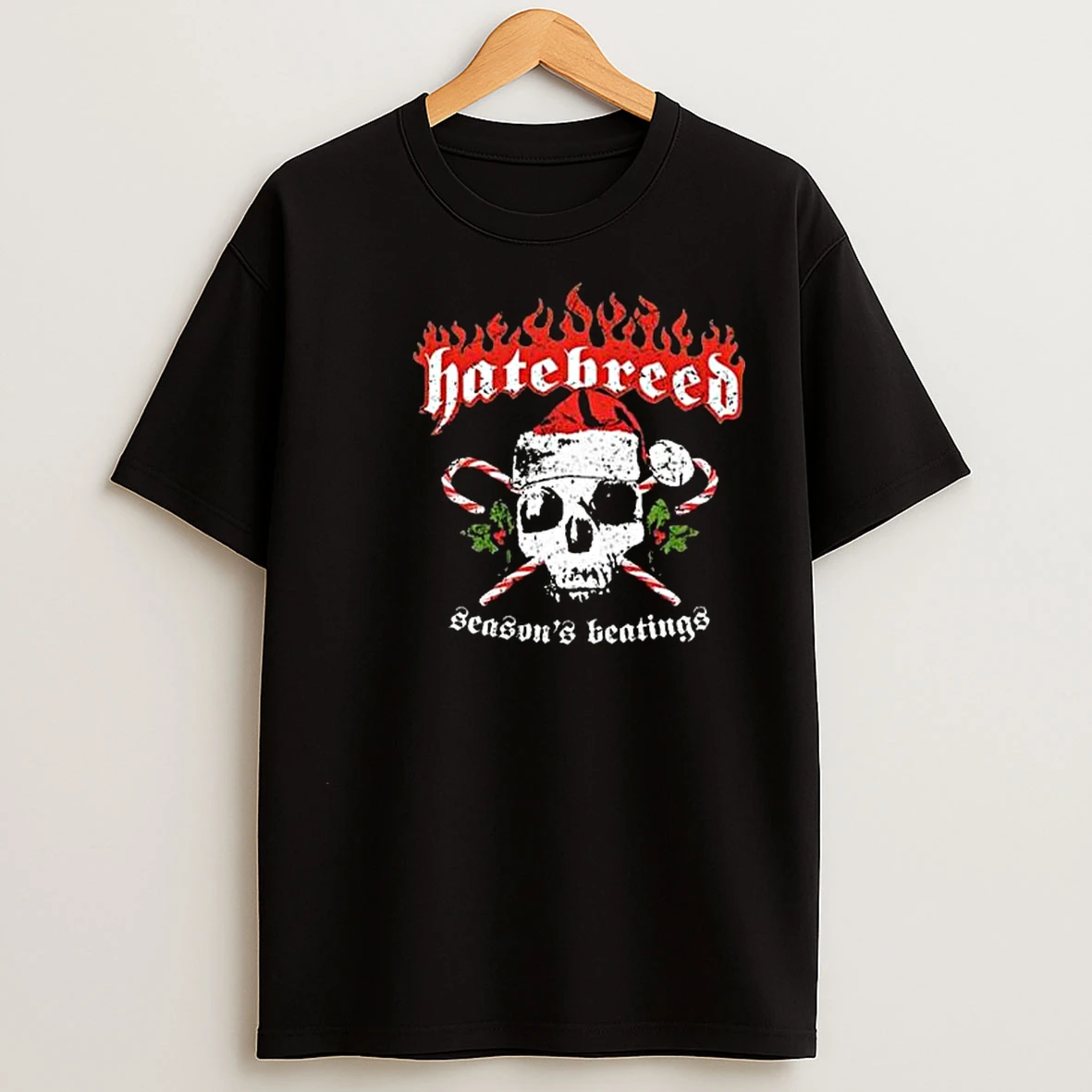 Hatebreed Christmas 2025 Seasons Beating Holiday Style Logo Circle Black T Shirts