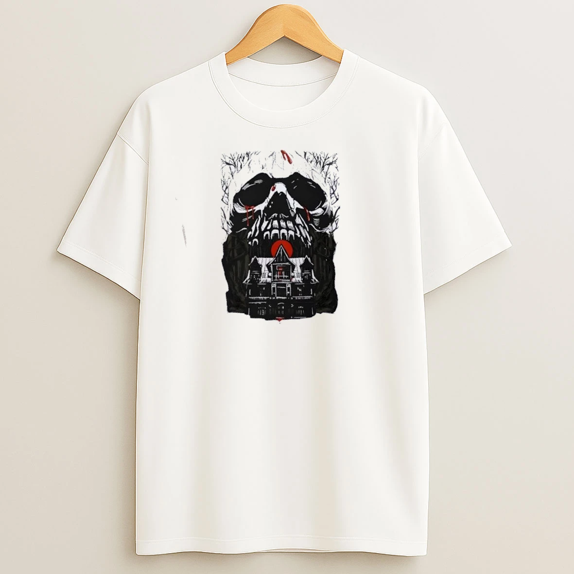 Haunted Mansion Skull Gothic Horror House T Shirts