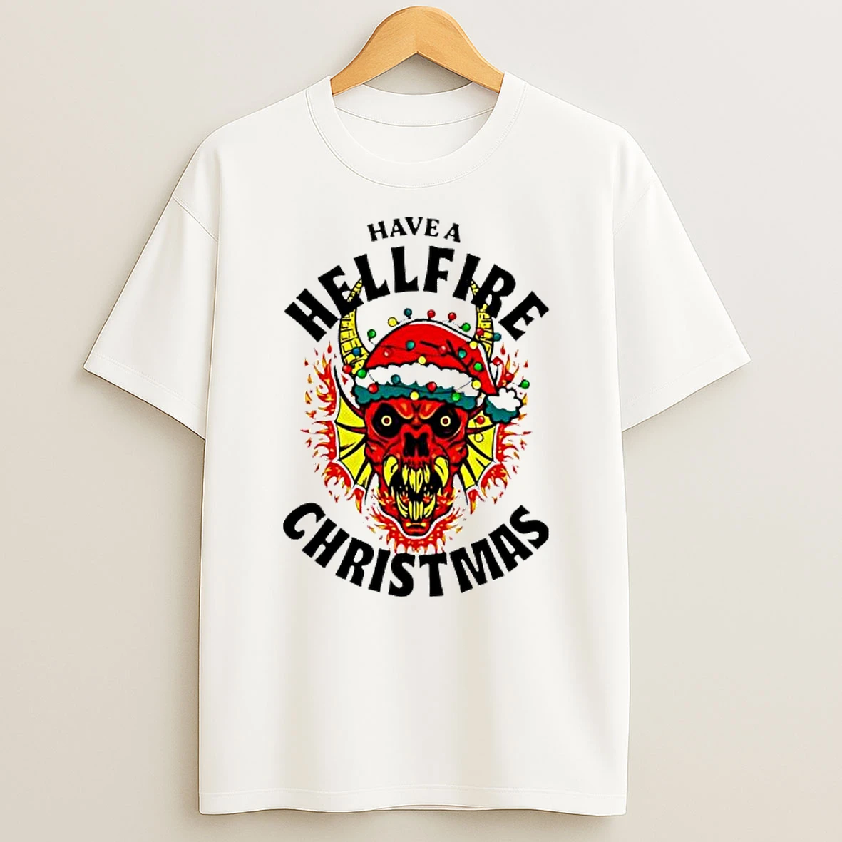 Have A Hellfire Christmas Demon Santa Hat Graphic Shirts