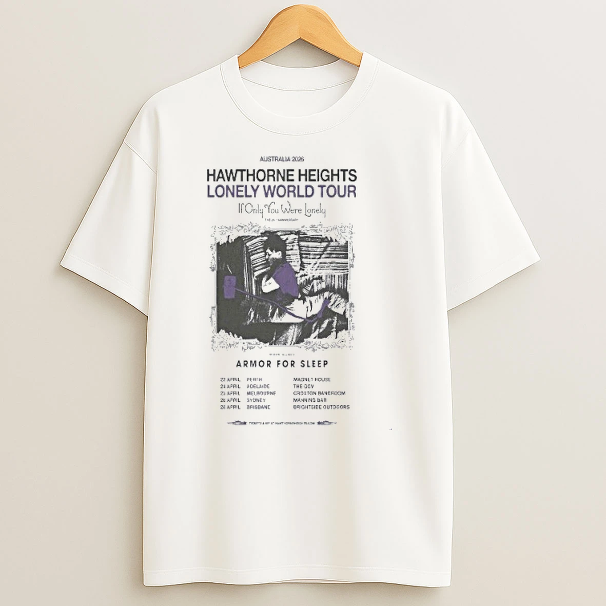 Hawthorne Heights Lonely World Tour 2026 Armor For Sleep Australia Shirts