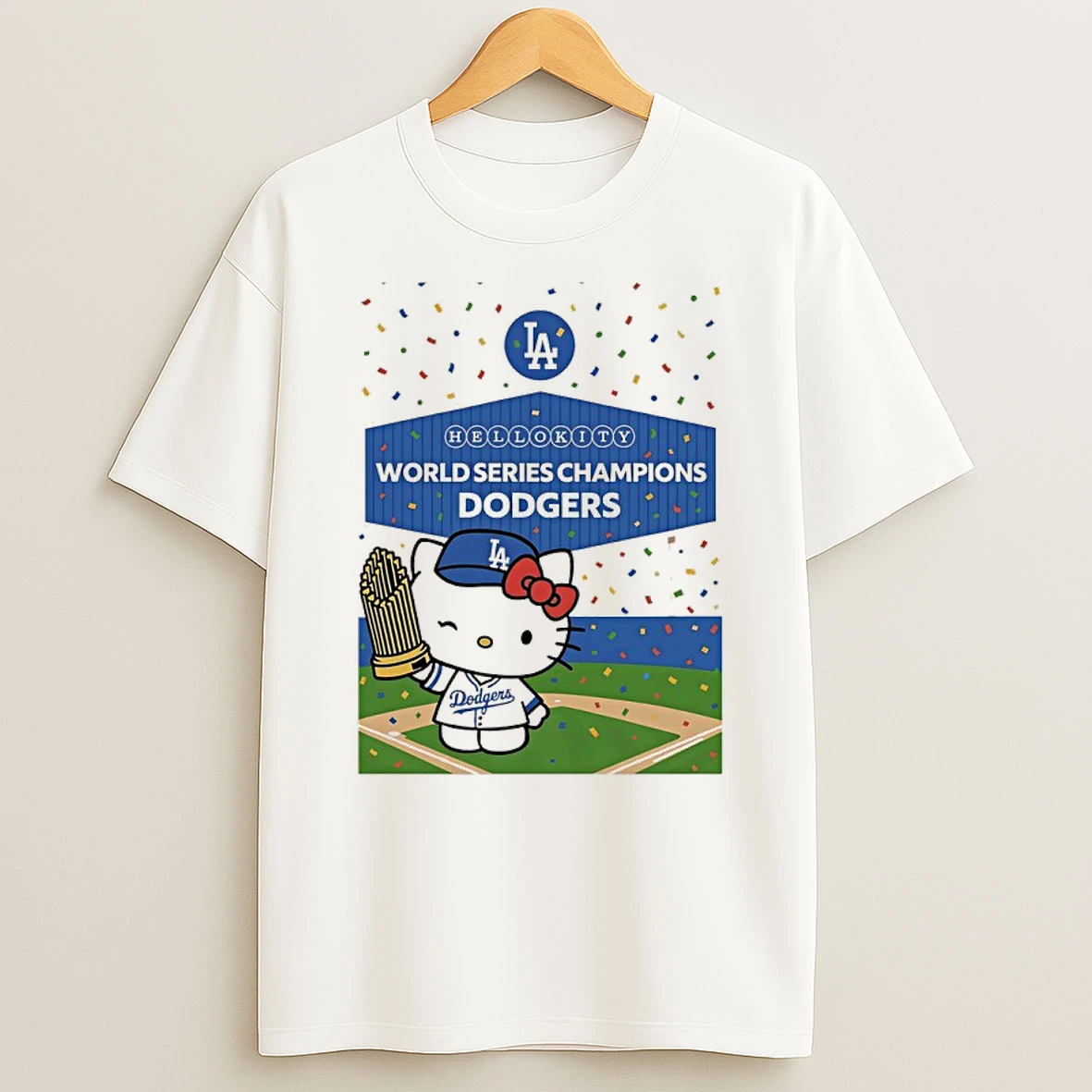 Hello Kitty X 2025 World Series Champions Dodgers Trophy Shirts