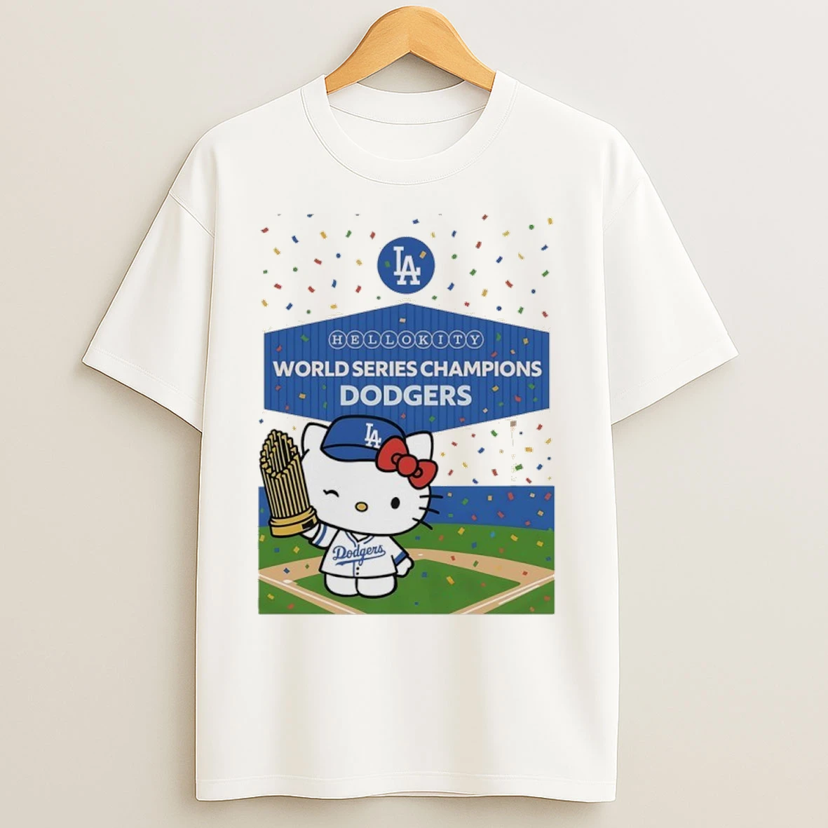 Hello Kitty X 2025 World Series Champions Dodgers Trophy T Shirts