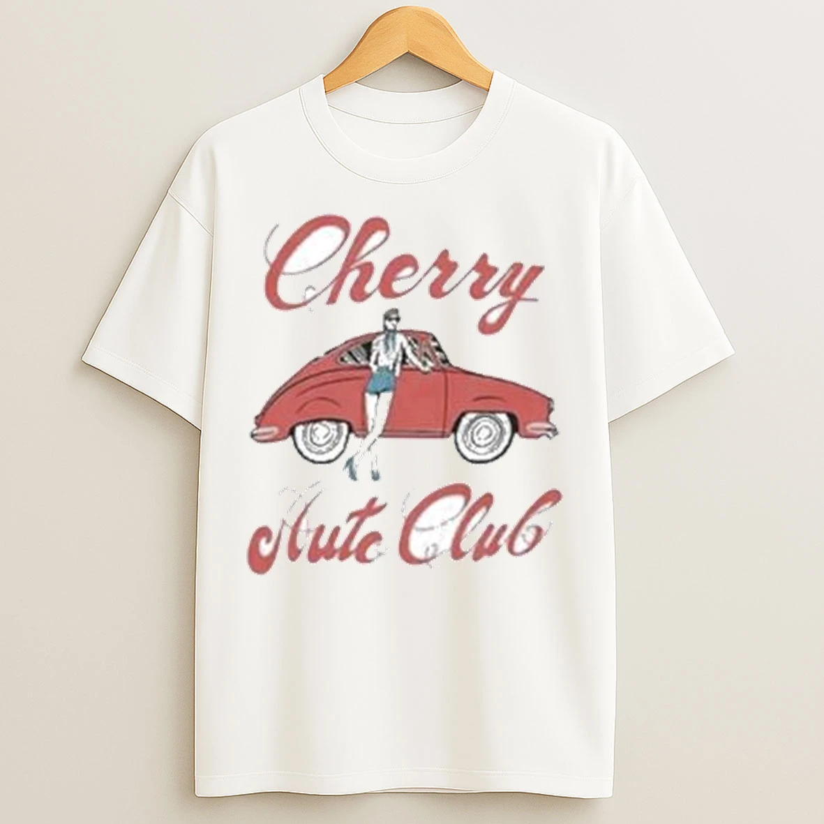 High Potential Morgan Gillory Kaitlin Olson Cherry Auto Club Circle White T Shirts