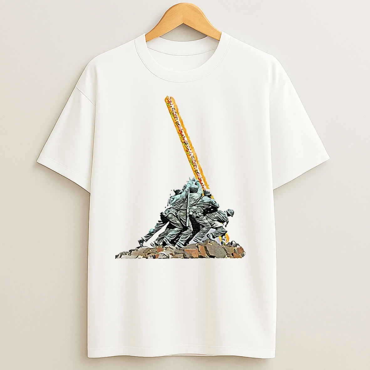 Hoagie Thrower Sandwich Guy Spoof Satire Joke Anti Fascist Soldiers Raising Sandwich T Shirts