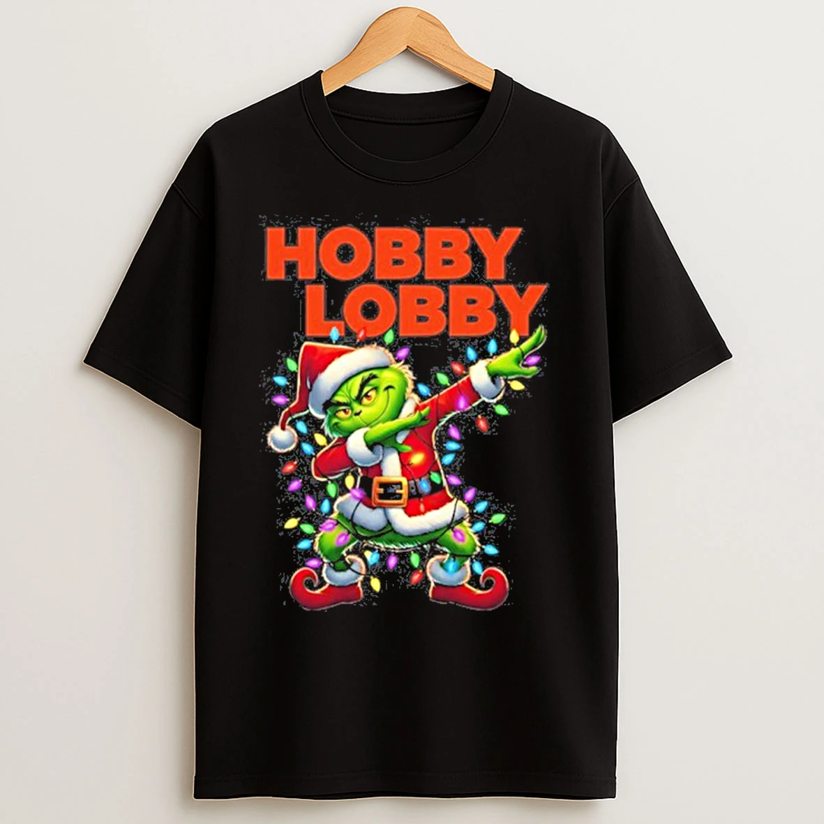 Hobby Lobby Logo X Grinch Dabbing Light Christmas T Shirts