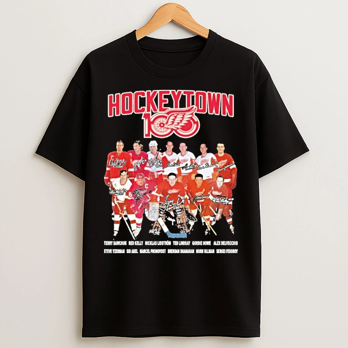 Hockeytown 100 Team Player Signature T Shirts