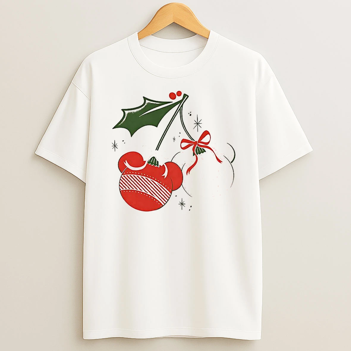 Holiday Cherries Mickey Mouse Head Christmas Shirts