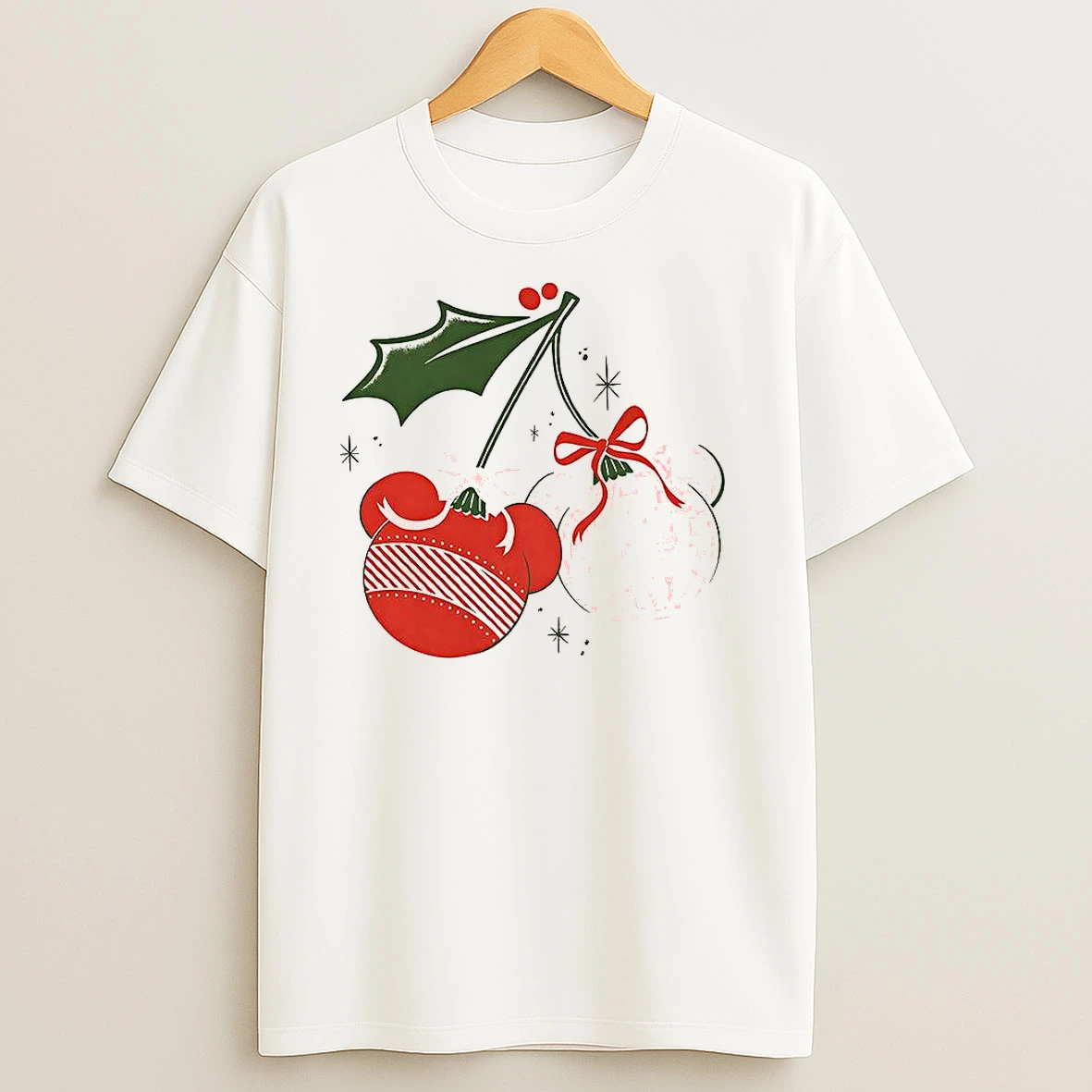 Holiday Cherries Mickey Mouse Head Christmas T Shirts
