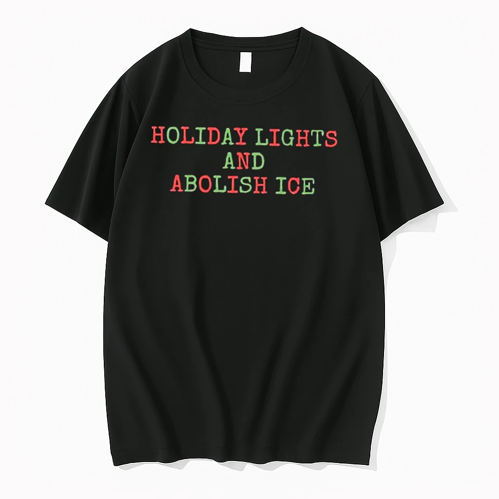 Holiday Lights And Abolish Ice Shirts