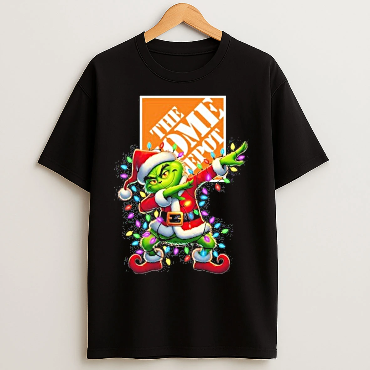 Home Depot Logo X Grinch Dabbing Light Christmas T Shirts