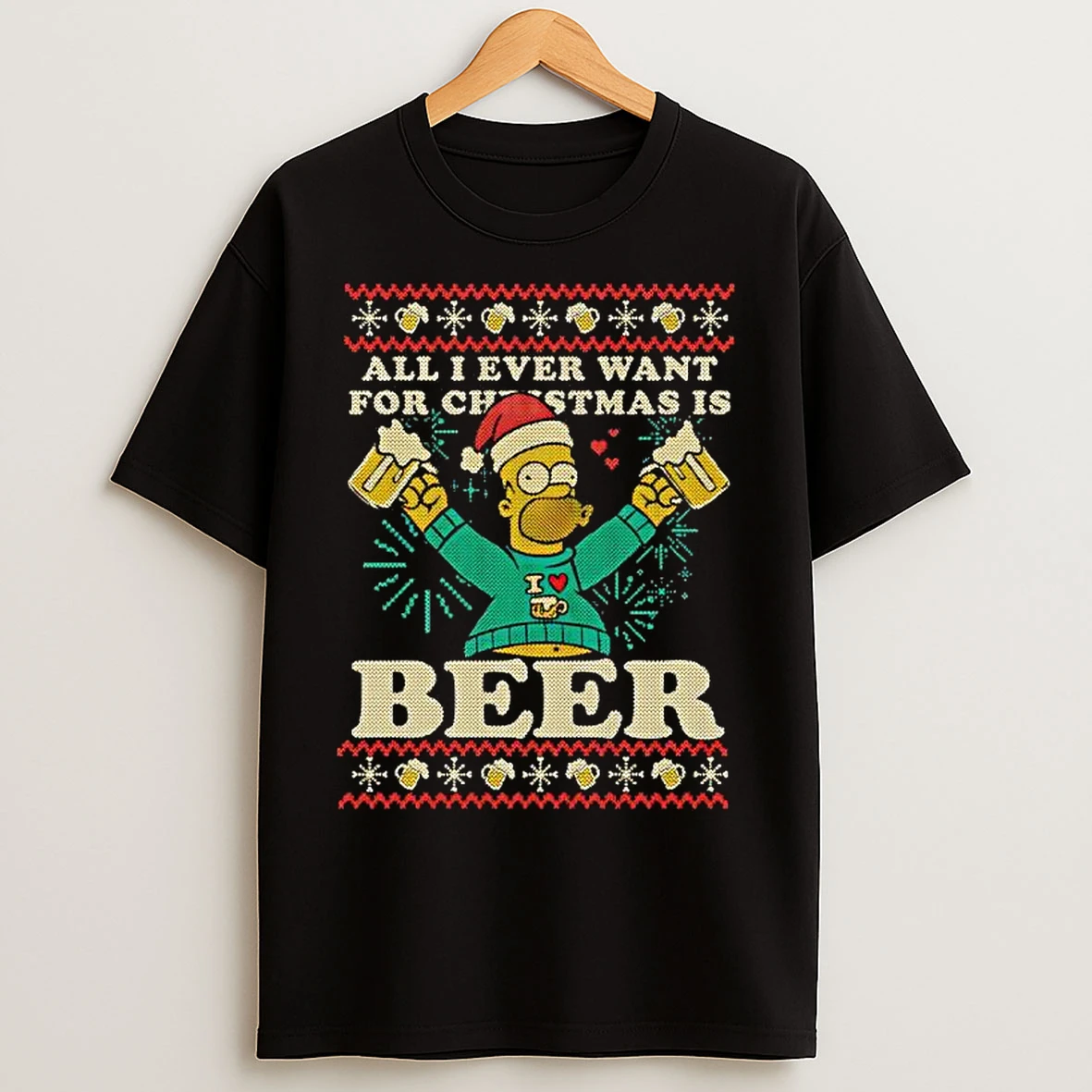 Homer Simpson All I Ever Want For Xmas Is Beer T Shirts
