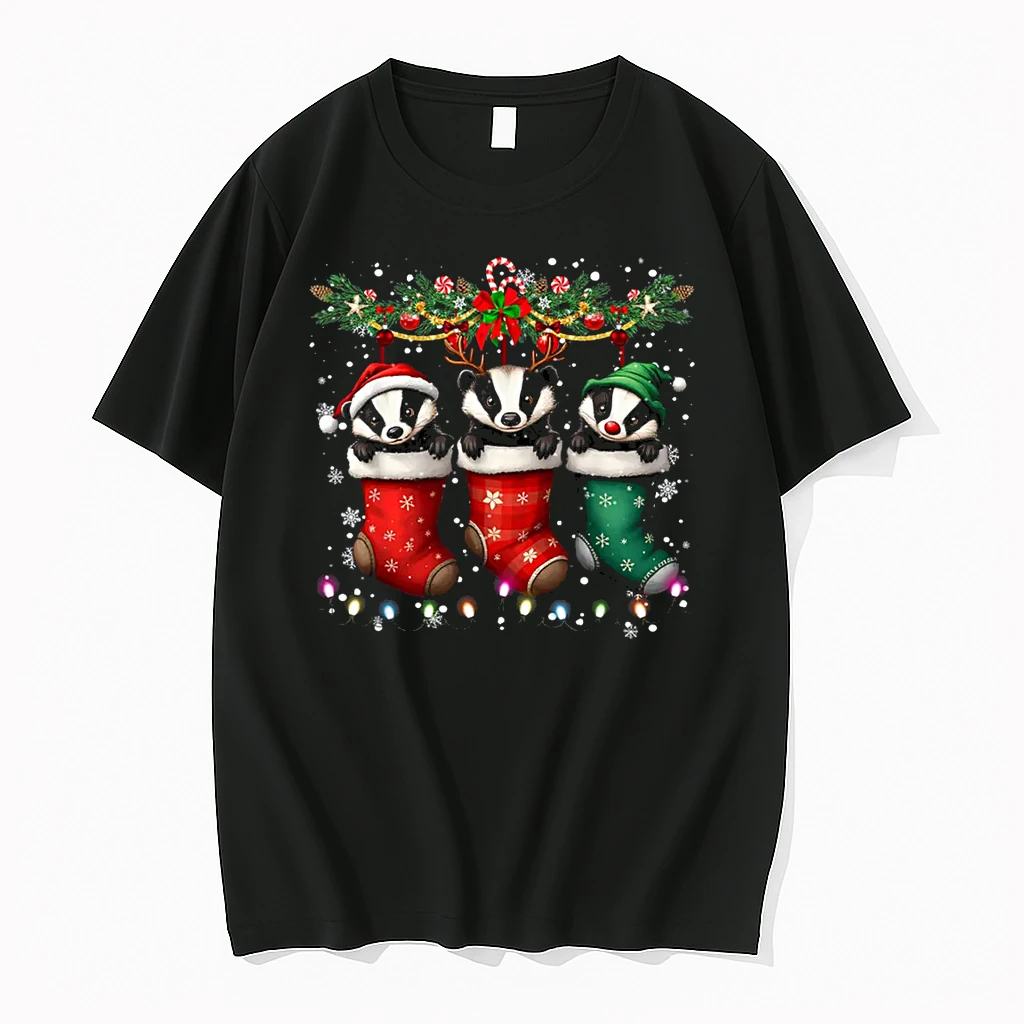 Honey Badger In Christmas Socks Lights Honey Badger Xmas Shirts