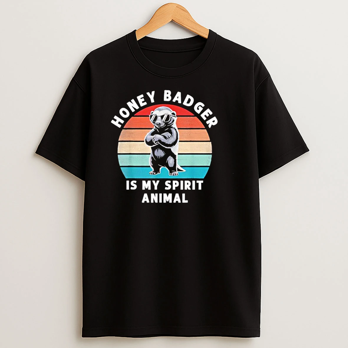 Honey Badger Is My Spirit Animal Funny Vintage Wildlife Shirts