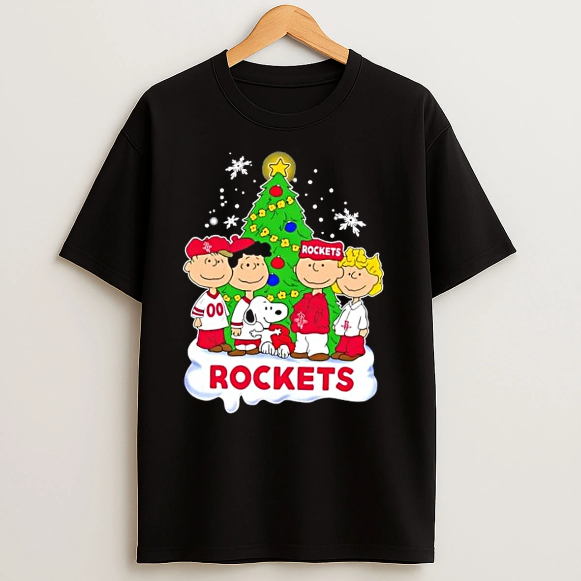 Houston Rockets X Peanuts Snoopy And Friends Christmas Tree T Shirts