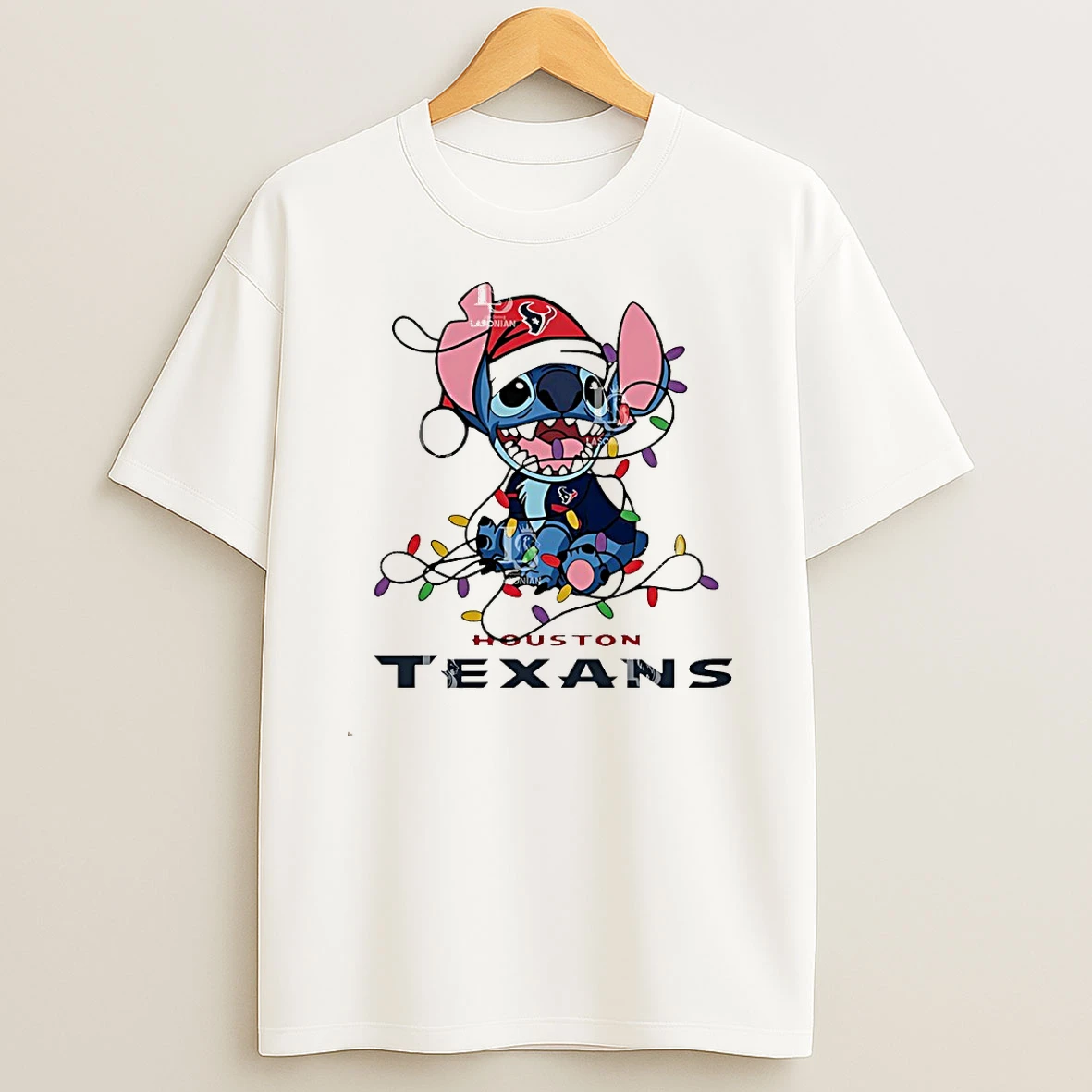 Houston Texans With Stitch Christmas Lights Shirts