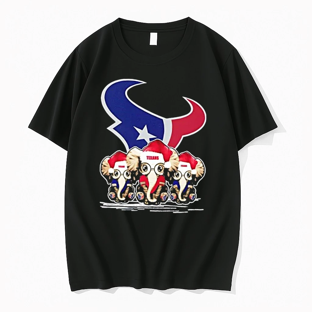 Houston Texans X Elephants Santa Hat Merry Christmas Shirts