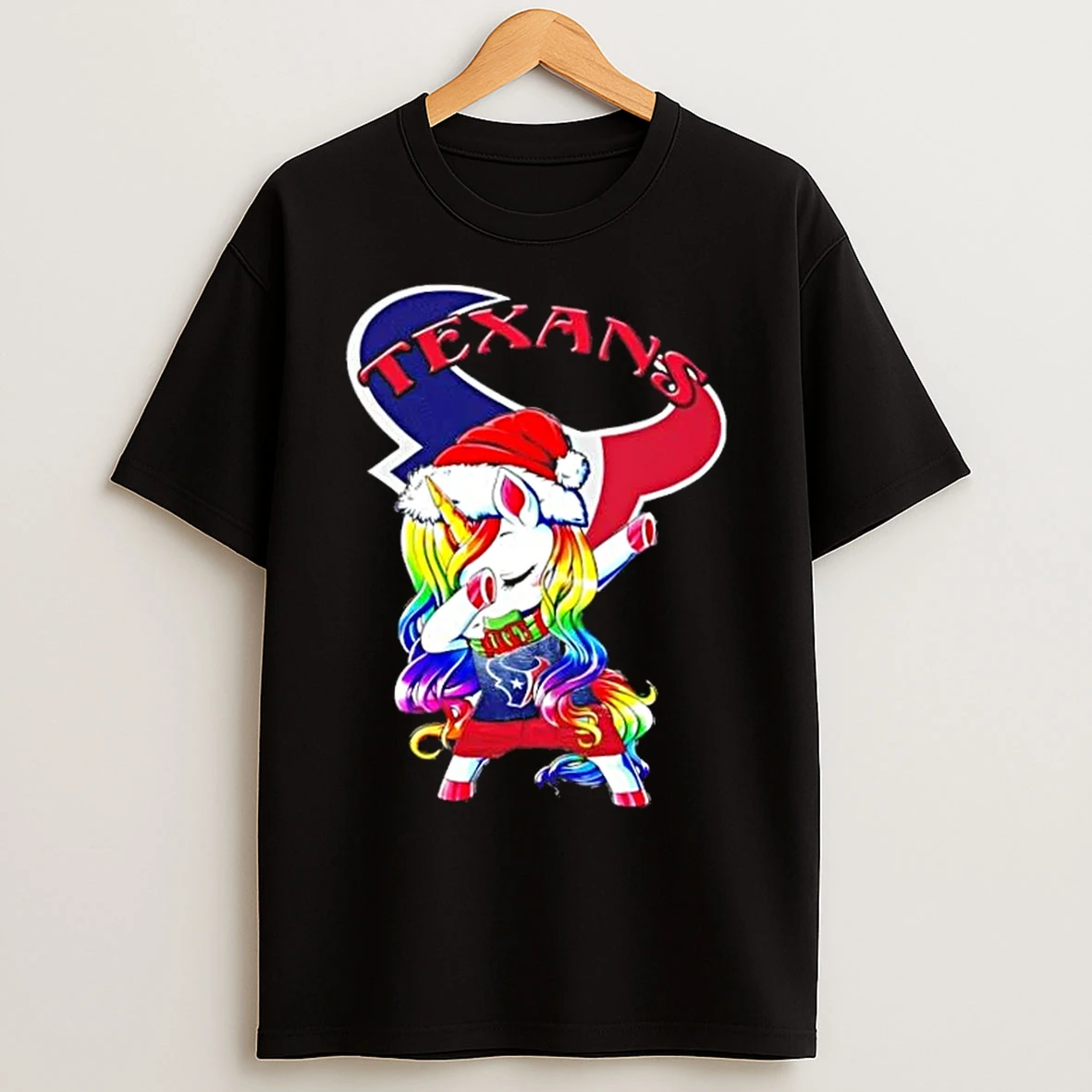Houston Texans X Unicorn Santa Hat Dabbing Merry Christmas T Shirts